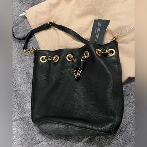 NWT Rebecca Minkoff Black Leather BUCKET SHOULDER Bag